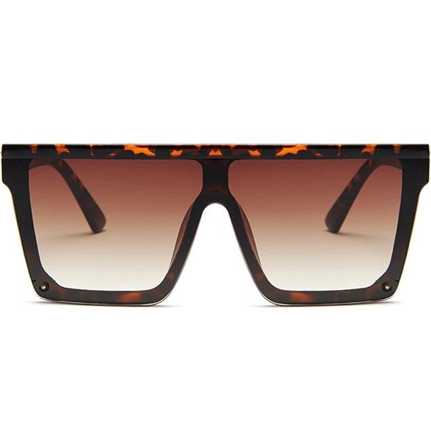 Designer shield sunglasses flat top leopard print oversized glasses - Wily by AOFE Eyewear