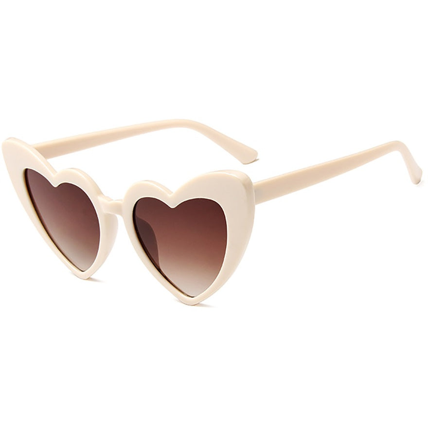 Perky beige wayfarer oversized heart shaped women's sunglasses at aofe