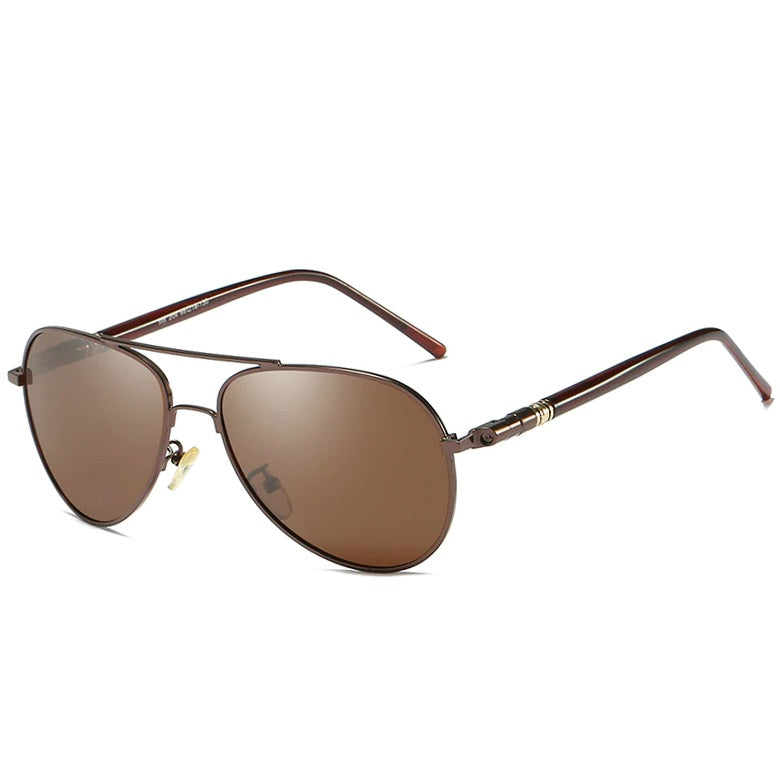 Brio vintage designer brown aviator sunglasses for men with high quality anti reflective photochromic polarized pilot lenses at aofe the unique eyewear shop online