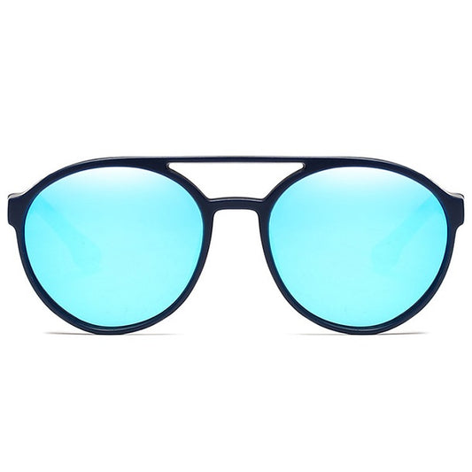 aofe's Mnemonic punk style unique design retro round sunglasses for men and women with anti reflective mirrored blue polarized lenses 610
