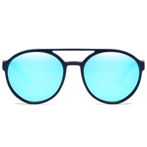 aofe's Mnemonic punk style unique design retro round sunglasses for men and women with anti reflective mirrored blue polarized lenses