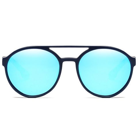 aofe's Mnemonic punk style unique design retro round sunglasses for men and women with anti reflective mirrored blue polarized lenses