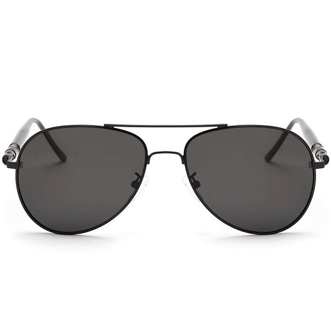 aofe's Brio vintage designer black aviator sunglasses for men with high quality polarized anti reflective photochromic gradient lenses