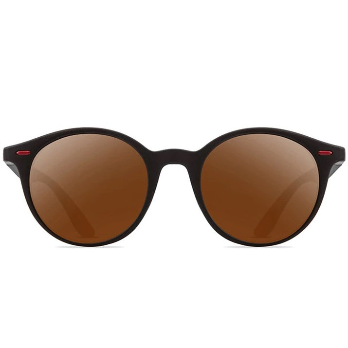 aofe's Rotund brown round sunglasses for men and women with anti reflective polarized lenses
