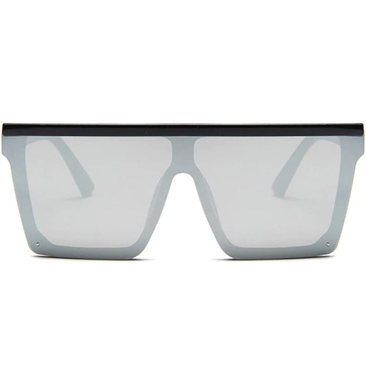 Mirrored shield sunglasses flat top silver oversized glasses designer - Wily by AOFE Eyewear 621