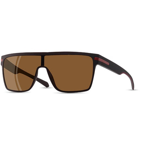 Oversized mens sunglasses square brown and red designer polarized shield glasses - Brawny by AOFE Eyewear