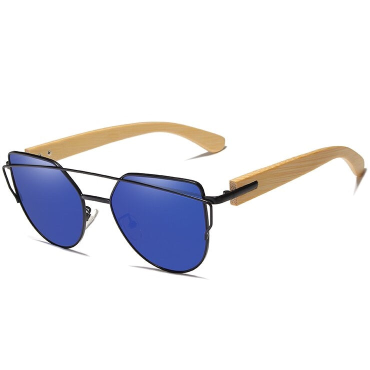 Adorn blue cat eye wooden women's sunglasses at aofe