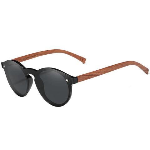 Lucent gradient black round high quality bubinga wood men's and women’s sunglasses with anti reflective polarized lenses at aofe the unique online eyewear shop