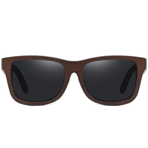 aofe's Esoteric black square wayfarer wooden sunglasses for men and women with polarized lenses