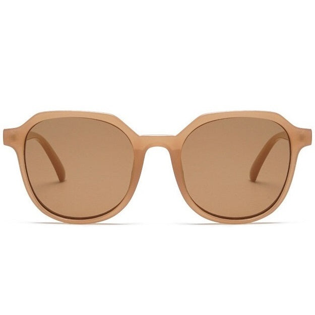 aofe's Stubby brown round sunglasses for men