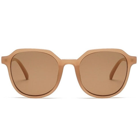 aofe's Stubby brown round sunglasses for men