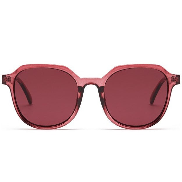 aofe's Stubby wine red round sunglasses for men