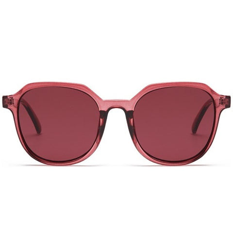 aofe's Stubby wine red round sunglasses for men