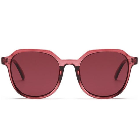 aofe's Stubby wine red round sunglasses for men