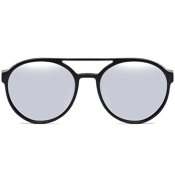 aofe's Mnemonic punk style unique design retro round sunglasses for men and women with high quality anti reflective mirrored silver polarized lenses