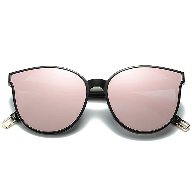 Trendy Womens Round Fashion Eyelid Metal Sunglasses 9393