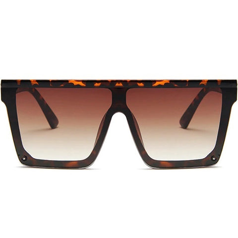 Designer shield sunglasses flat top leopard print oversized glasses - Wily by AOFE Eyewear