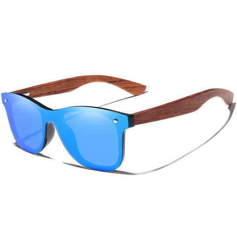 Errant blue square wayfarer wooden men's and women’s sunglasses with anti reflective polarized lenses at aofe the unique online eyewear store