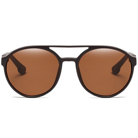 aofe's Mnemonic punk style unique design retro round sunglasses for men and women with high quality anti reflective gradient brown polarized lenses