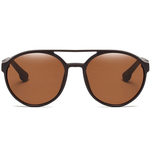 aofe's Mnemonic punk style unique design retro round sunglasses for men and women with high quality anti reflective gradient brown polarized lenses