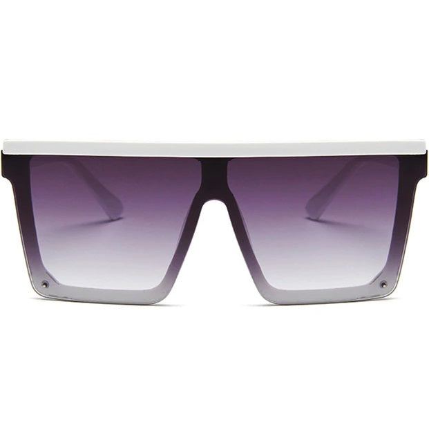 Designer shield sunglasses flat top white mirrored oversized glasses - Wily by AOFE Eyewear