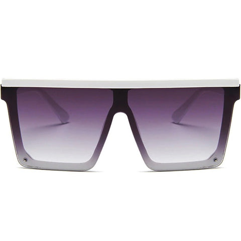 Designer shield sunglasses flat top white mirrored oversized glasses - Wily by AOFE Eyewear