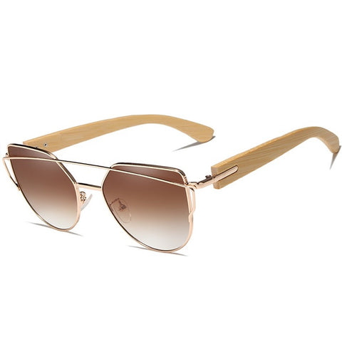 Adorn brown cat eye wooden women's sunglasses at aofe