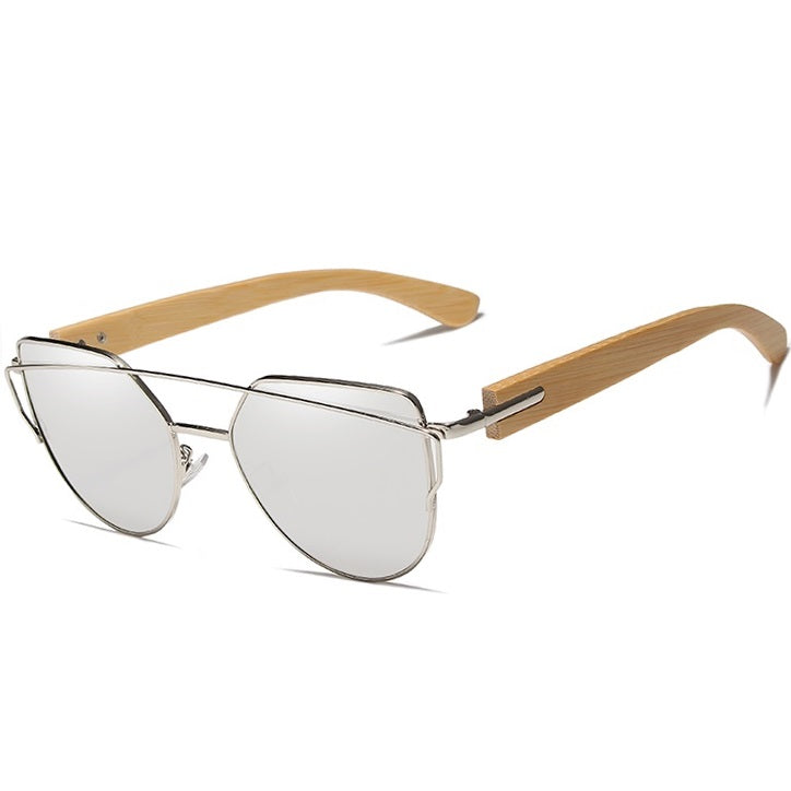 Adorn silver cat eye wooden women's sunglasses at aofe