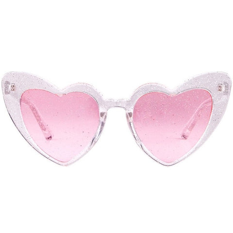 aofe's Perky glitter pink wayfarer oversized heart shaped sunglasses for women