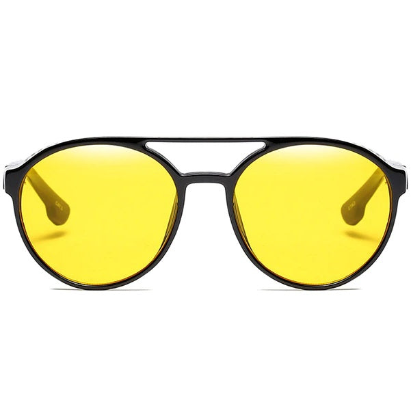 aofe's Mnemonic punk style unique design retro round sunglasses for men and women with high quality anti reflective bright yellow polarized lenses