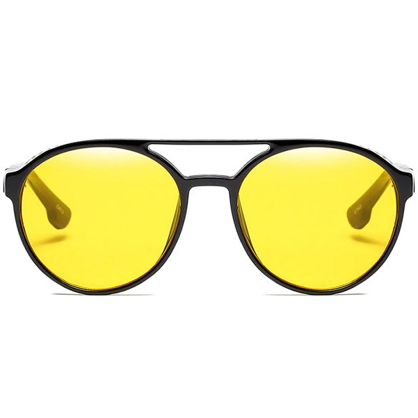 aofe's Mnemonic punk style unique design retro round sunglasses for men and women with high quality anti reflective bright yellow polarized lenses