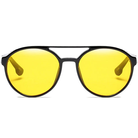 aofe's Mnemonic punk style unique design retro round sunglasses for men and women with high quality anti reflective bright yellow polarized lenses