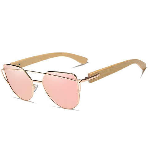 Adorn pink cat eye wooden women's sunglasses at aofe