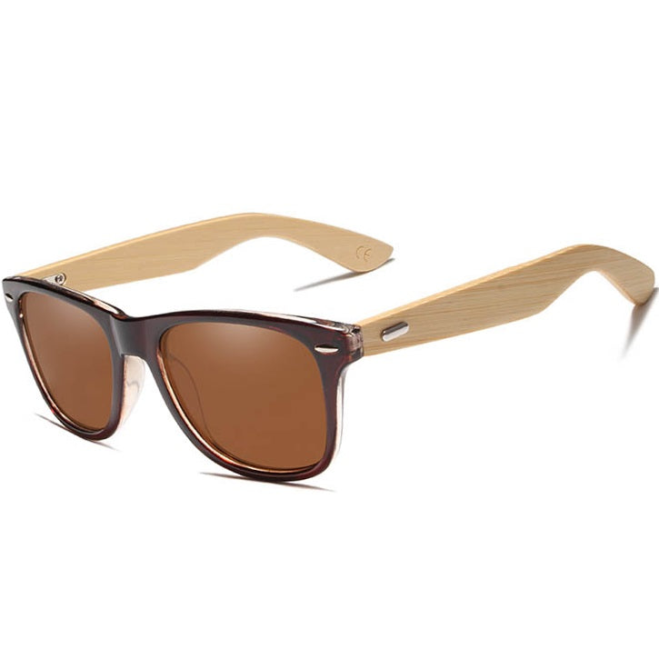 Astute brown square wayfarer bamboo wood men's sunglasses with polarized lenses at aofe the best online eyewear store
