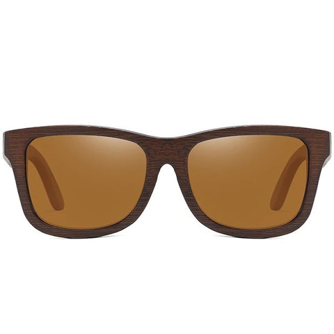 aofe's Esoteric brown square wayfarer wooden sunglasses for men and women with polarized lenses