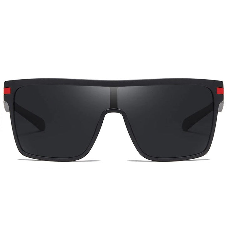 Oversized black square sunglasses for men polarized red designer shield glasses - Brawny by AOFE Eyewear