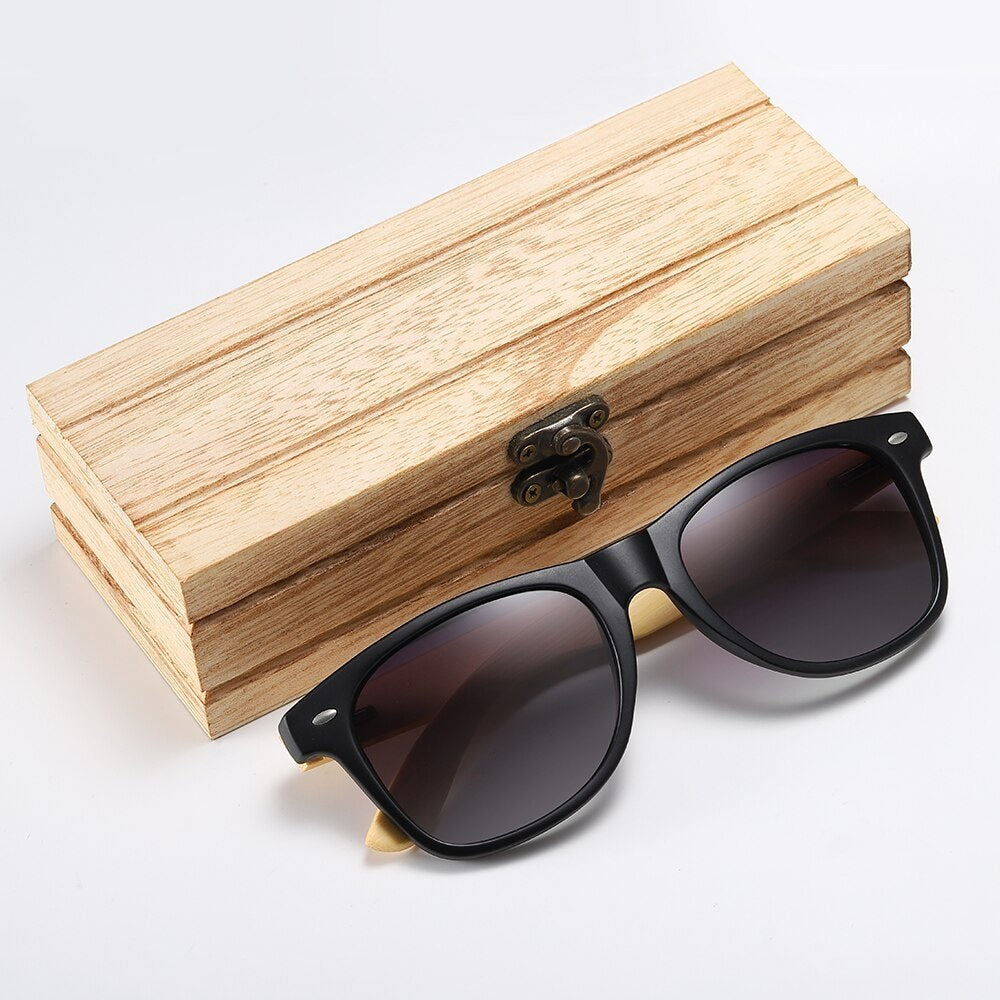 Astute a high quality wooden sunglasses with unique bamboo wood eyewear box a square wayfarer for men with polarized anti reflective lenses at aofe the trendy sunglasses shop online