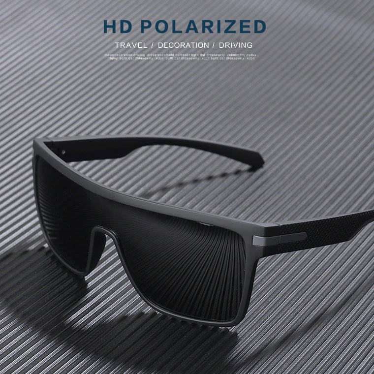 Oversized black square sunglasses for men polarized gray designer shield glasses for travel and driving - Brawny by AOFE Eyewear