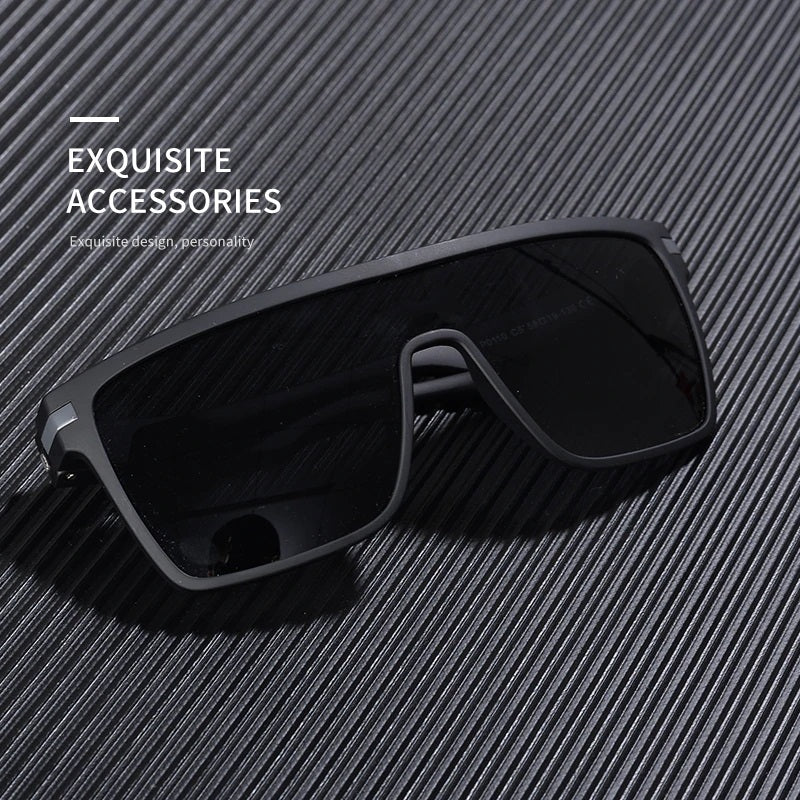 Oversized black square sunglasses for men polarized gray designer shield glasses for travel and driving - Brawny by AOFE Eyewear