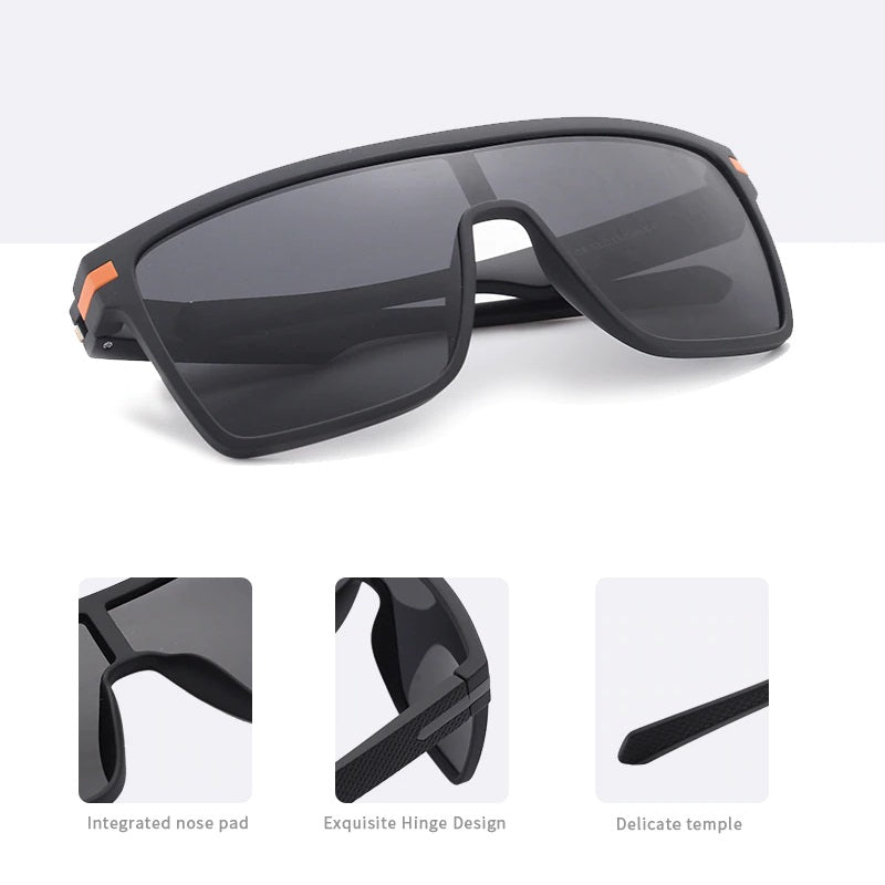 Oversized mens sunglasses square black and orange designer shield polarized glasses - Brawny by AOFE Eyewear