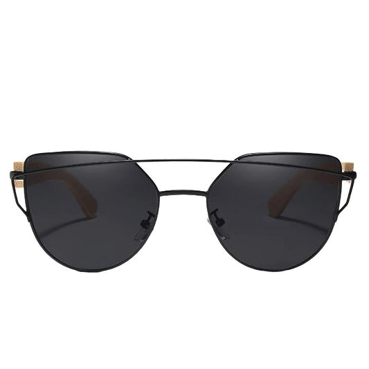 aofe's Adorn black cat eye wooden sunglasses for women 600