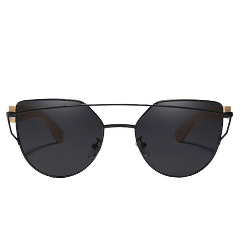 aofe's Adorn black cat eye wooden sunglasses for women