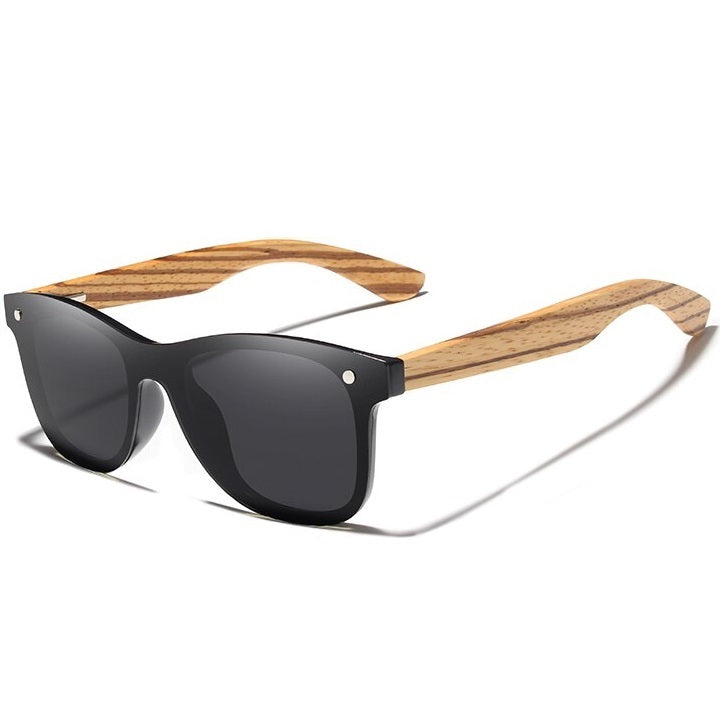 Intrepid black square wayfarer wooden men's and women’s sunglasses with anti reflective polarized lenses at aofe the unique online eyewear store