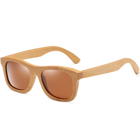 Dulcet brown square bamboo wood designer wayfarer men's and women’s sunglasses with polarized lenses at aofe the unique eyewear shop online