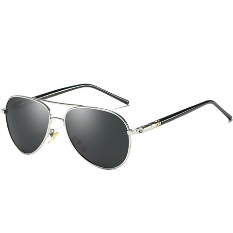 Brio vintage designer silver aviator sunglasses for men with high quality anti reflective photochromic polarized pilot lenses at aofe the unique eyewear shop online
