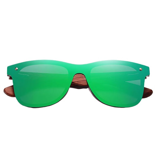 aofe's Errant green square rimless wayfarer handmade bamboo wood sunglasses for men and women with polarized lenses 620
