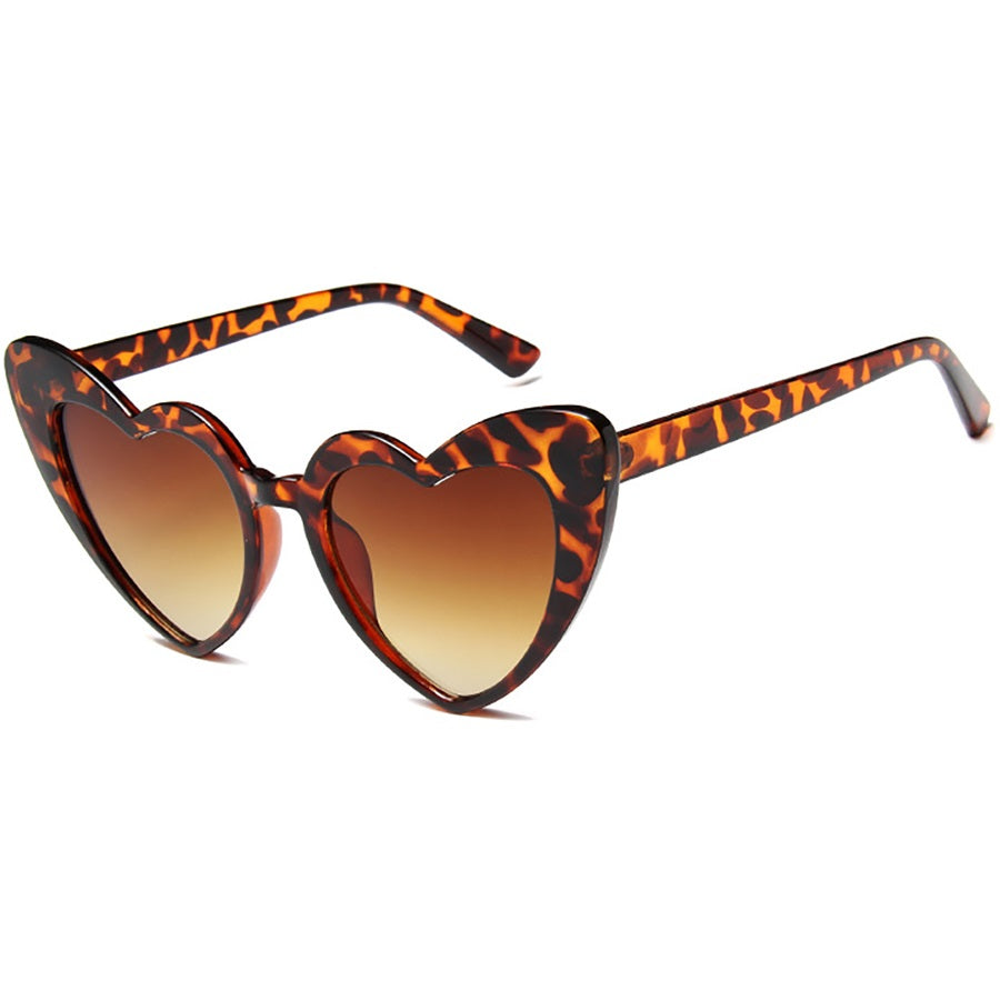 Perky leopard print wayfarer oversized heart shaped women's sunglasses at aofe