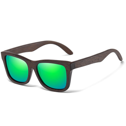 Esoteric green square wayfarer wooden men's and women’s sunglasses with polarized lenses at aofe the best online eyewear store