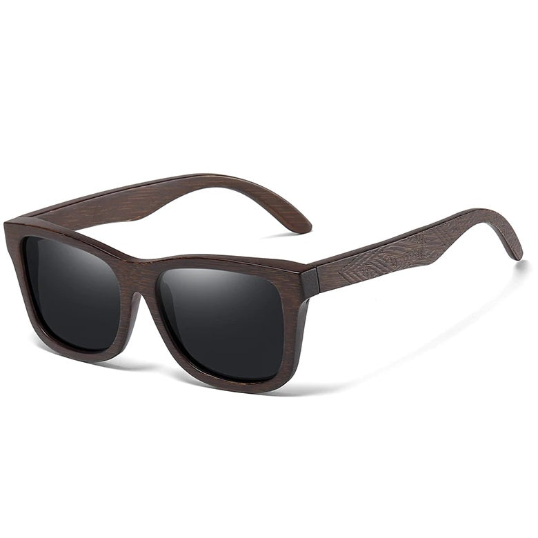 Esoteric black square wayfarer wooden men's and women’s sunglasses with polarized lenses at aofe the best online eyewear store