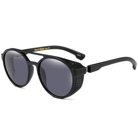 Mnemonic latest punk style round retro men's and women’s sunglasses with high quality matte black polarized lenses at aofe the iconic eyewear shop online